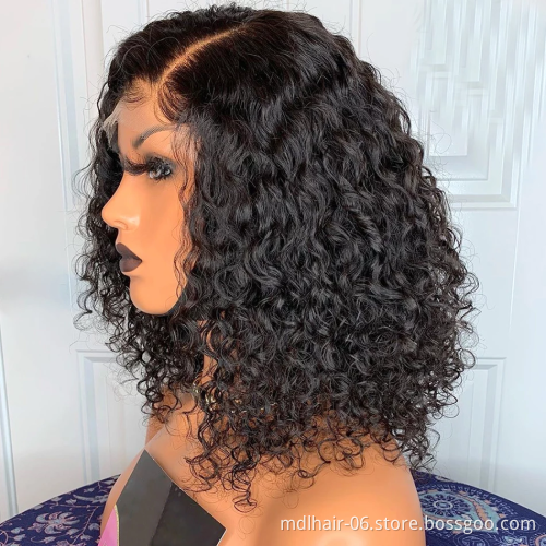 Short Curly Lace wig Human Hair Bob Cut Curly Lace Front Wig Virgin Brazilian hair with Baby Swiss Lace